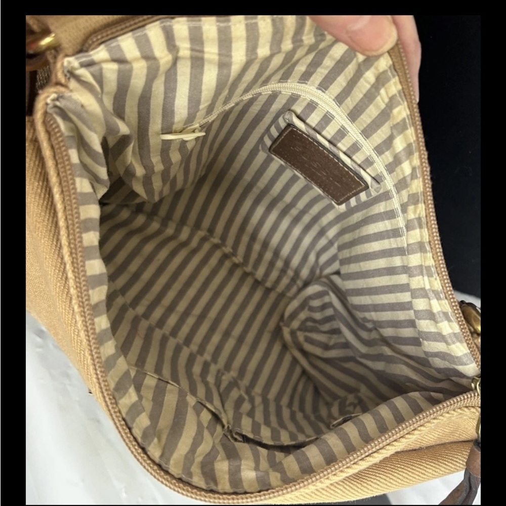 Fossil Maddox Long Live Vintage 1954 Crossbody Bag Purse Two Tone Canvas - Picture 10 of 16